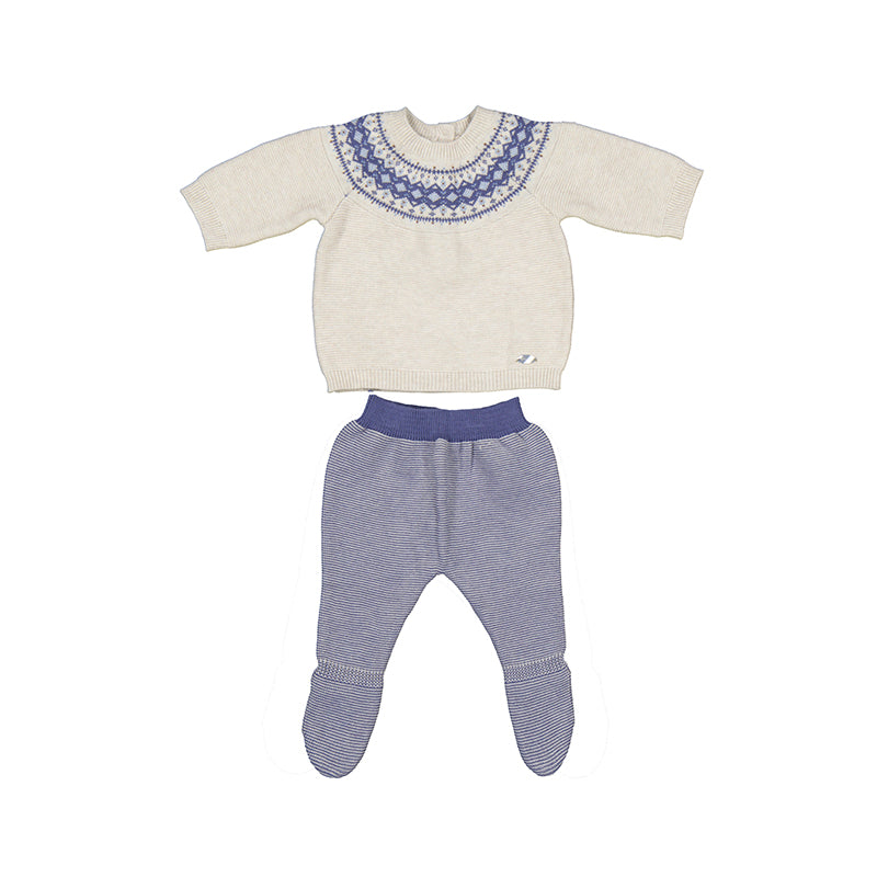 2pc Winter Sweater with Denim Blue Knit Pants