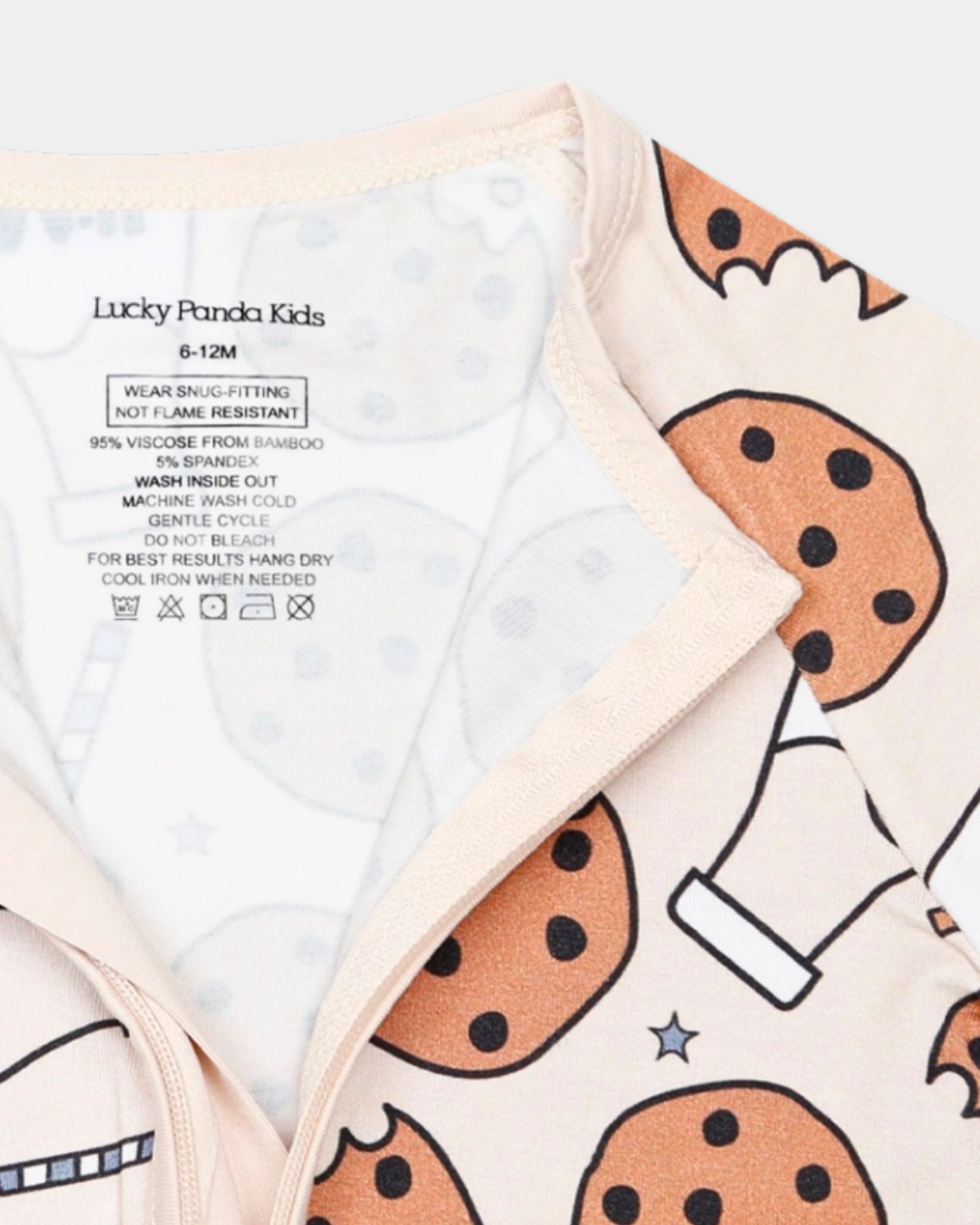 milk and cookies baby romper, bamboo zipper romper, cookie print infant pajamas, boutique baby sleepwear, soft bamboo baby romper, toddler bamboo romper, baby boy bamboo romper, baby girl bamboo romper, cookie themed baby outfit, neutral baby bamboo pajamas, newborn bamboo sleepwear, cozy infant bamboo clothing