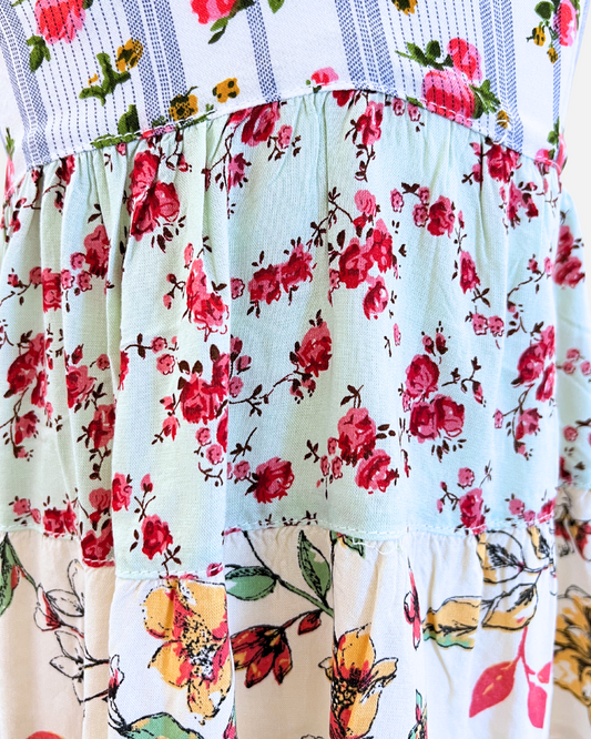 V Front Patchwork Dress
