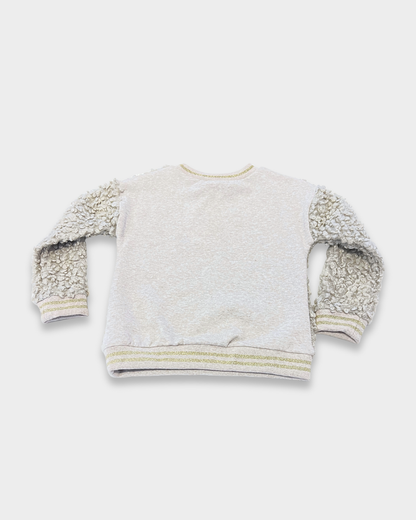  girls textured top, boucle sweater top, embroidered girls shirt, shimmer girls pullover, boutique girls clothing, cozy neutral top for girls, fall winter girls fashion