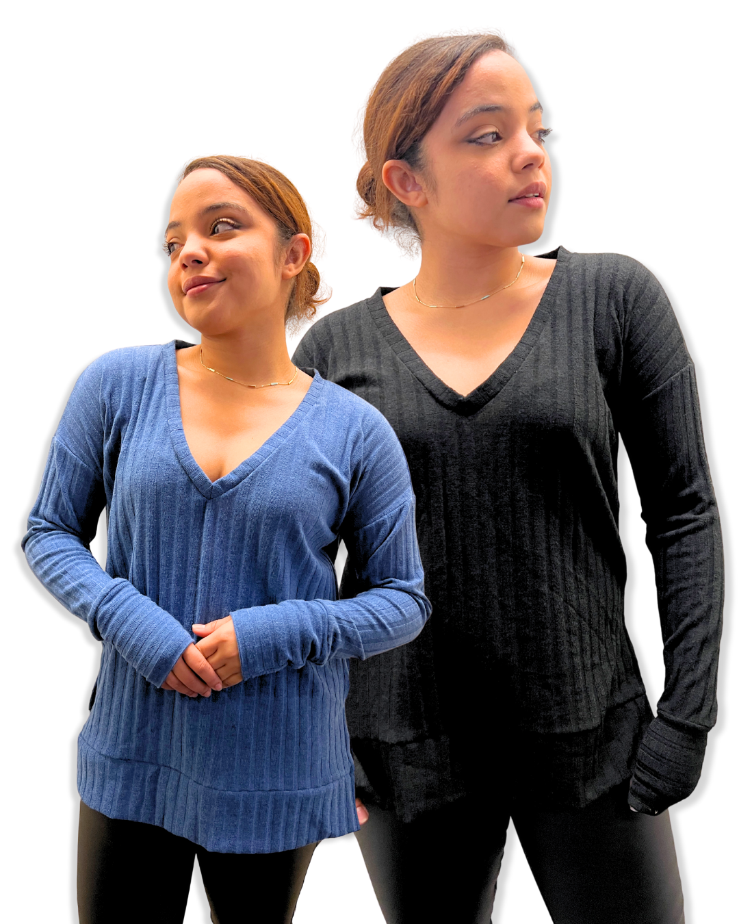 ribbed V-neck top Expressions Boutique NY, women’s long sleeve boutique top, chic rib knit pullover, soft fitted V-neck shirt, versatile winter top