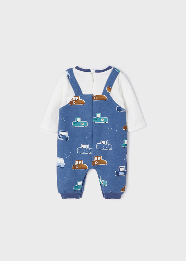 2pc Blue Romper w Cars