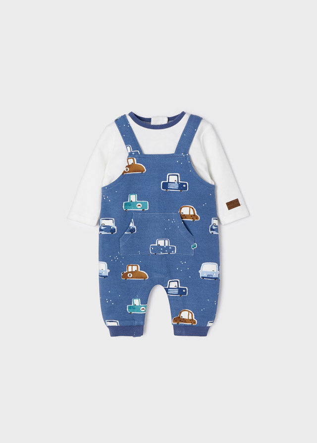 2pc Blue Romper w Cars