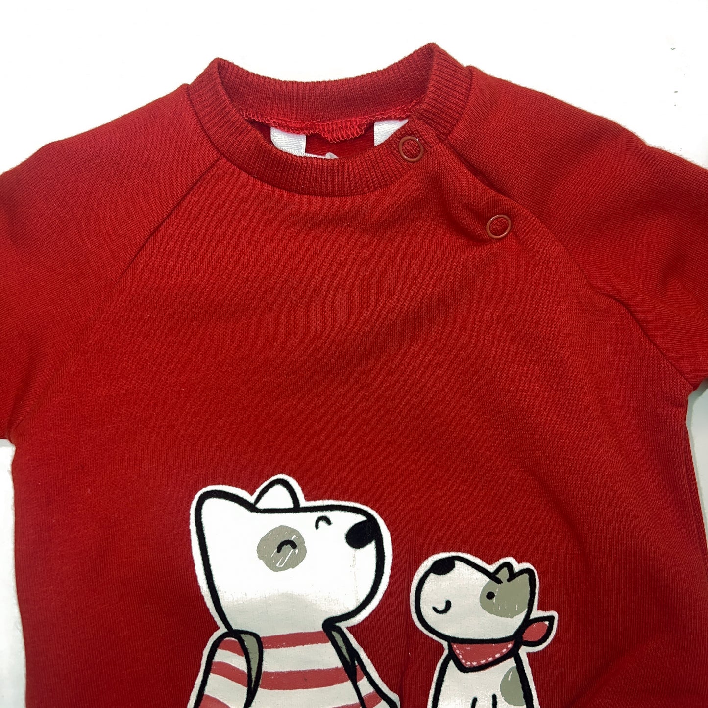 2pc Red Top with Dogs Striped Pants