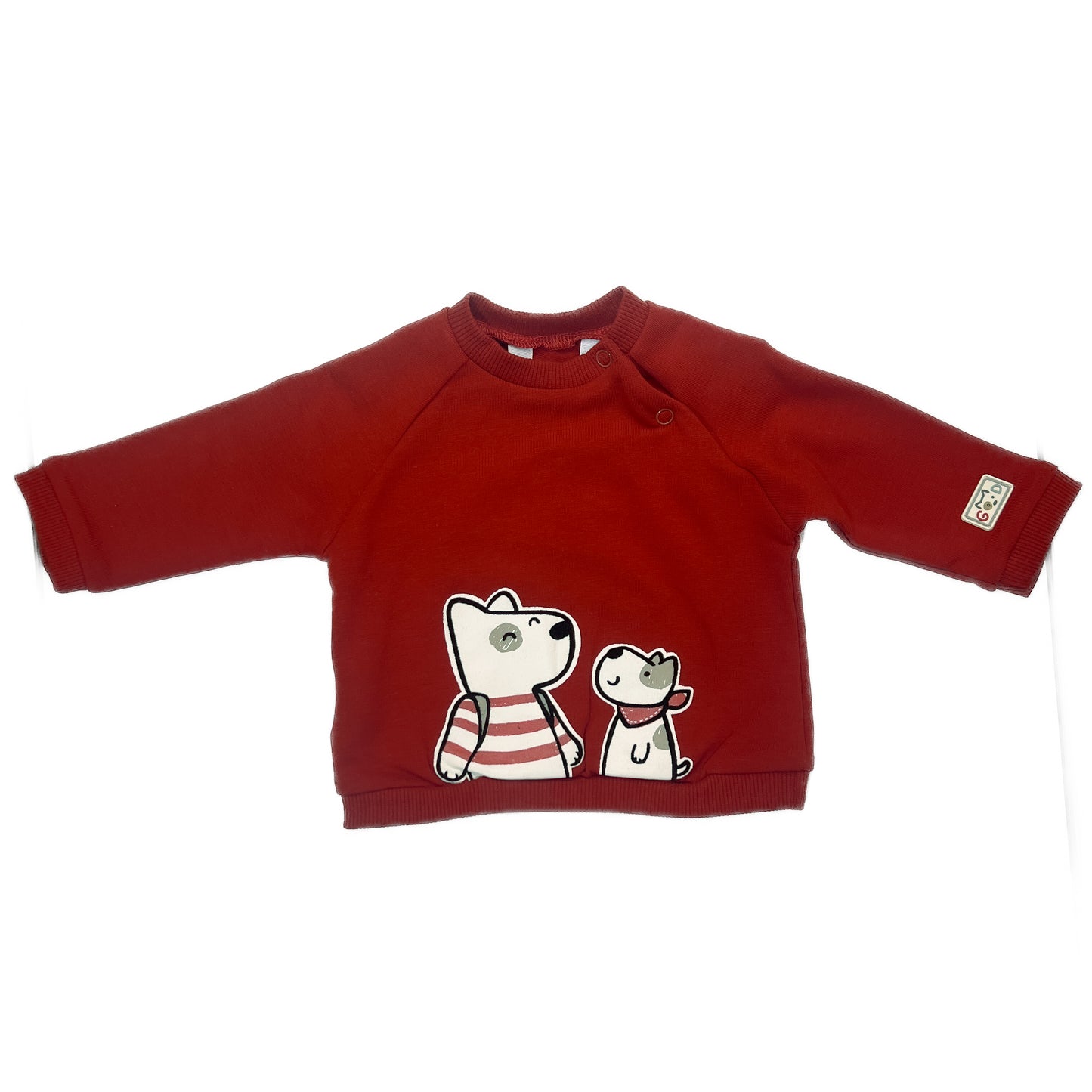 2pc Red Top with Dogs Striped Pants