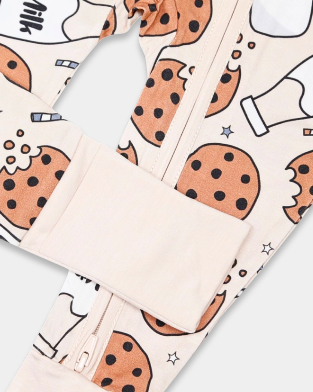 milk and cookies baby romper, bamboo zipper romper, cookie print infant pajamas, boutique baby sleepwear, soft bamboo baby romper, toddler bamboo romper, baby boy bamboo romper, baby girl bamboo romper, cookie themed baby outfit, neutral baby bamboo pajamas, newborn bamboo sleepwear, cozy infant bamboo clothing