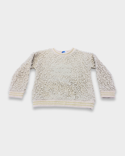  girls textured top, boucle sweater top, embroidered girls shirt, shimmer girls pullover, boutique girls clothing, cozy neutral top for girls, fall winter girls fashion