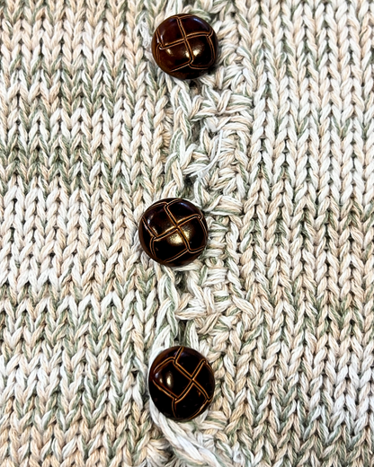 tan baby sweater set, green multi color baby sweater, baby knitwear boutique, newborn sweater and hat set, cotton baby knit outfit, faux leather button baby cardigan, heirloom baby shower gift, neutral baby clothes unisex, boutique baby clothes, soft cotton baby sweater set, luxury baby gift set, Expressions Boutique NY baby