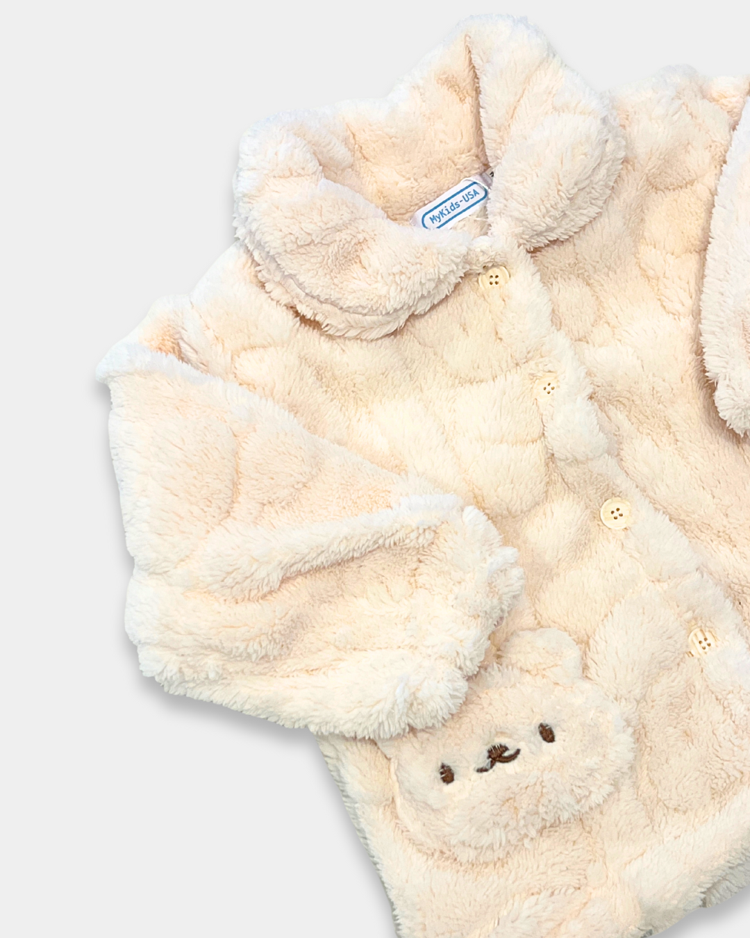 bear plush pant set, toddler teddy bear outfit, cozy fleece kids set, plush winter baby outfit, boutique toddler lounge set, baby bear face jacket, kids plush 2-piece set, warm toddler plush clothing, fleece baby boy girl set, cute toddler bear outfit