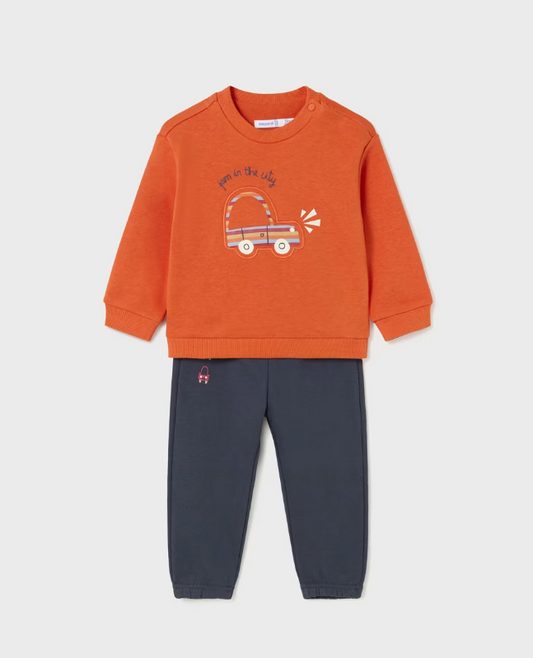 2pc Orange Pullover Tracksuit