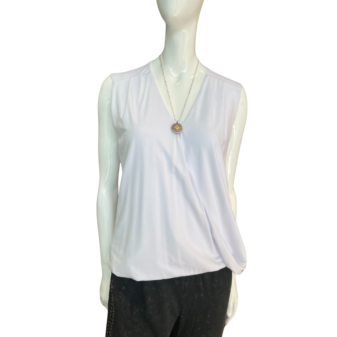 Sleeveless V Neck Surplice Top