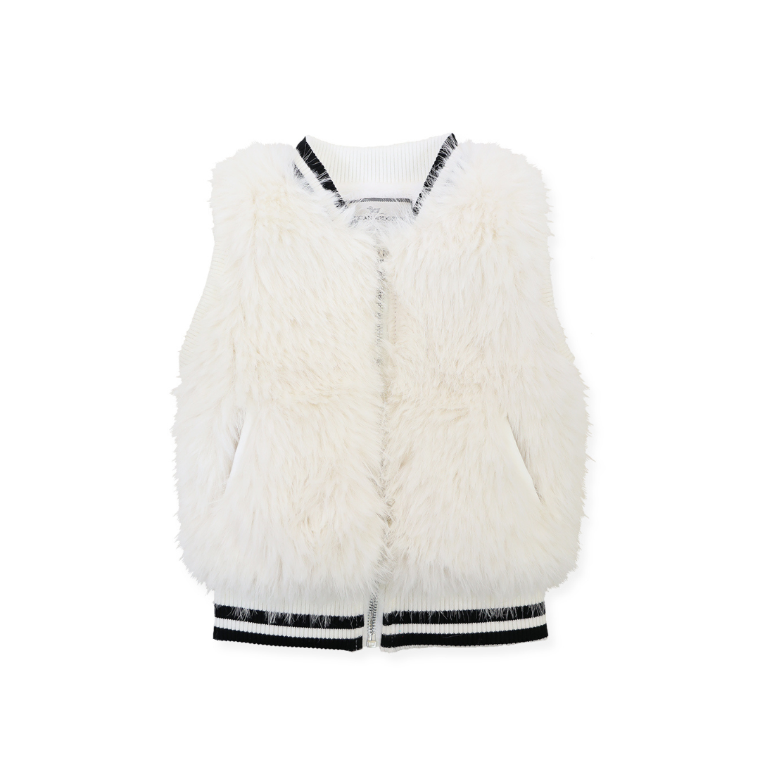 Off White Faux Fur Vest