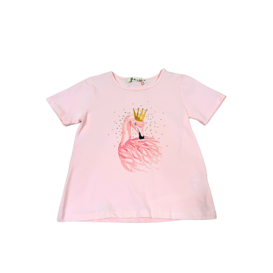 Pink T-Shirt with Flamingo on it and Rhinestone Detail