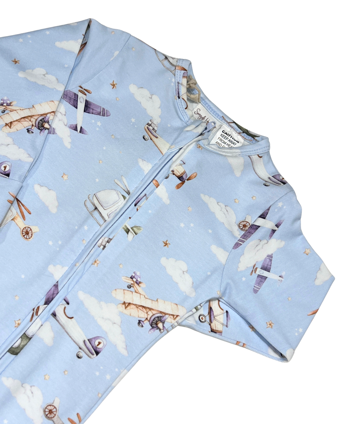 baby organic romper, convertible baby sleeper, airplane print baby outfit, newborn footie romper, soft organic cotton baby clothes, boutique baby romper, baby boy sky romper, infant one piece outfit, eco friendly baby clothing, baby shower gift romper