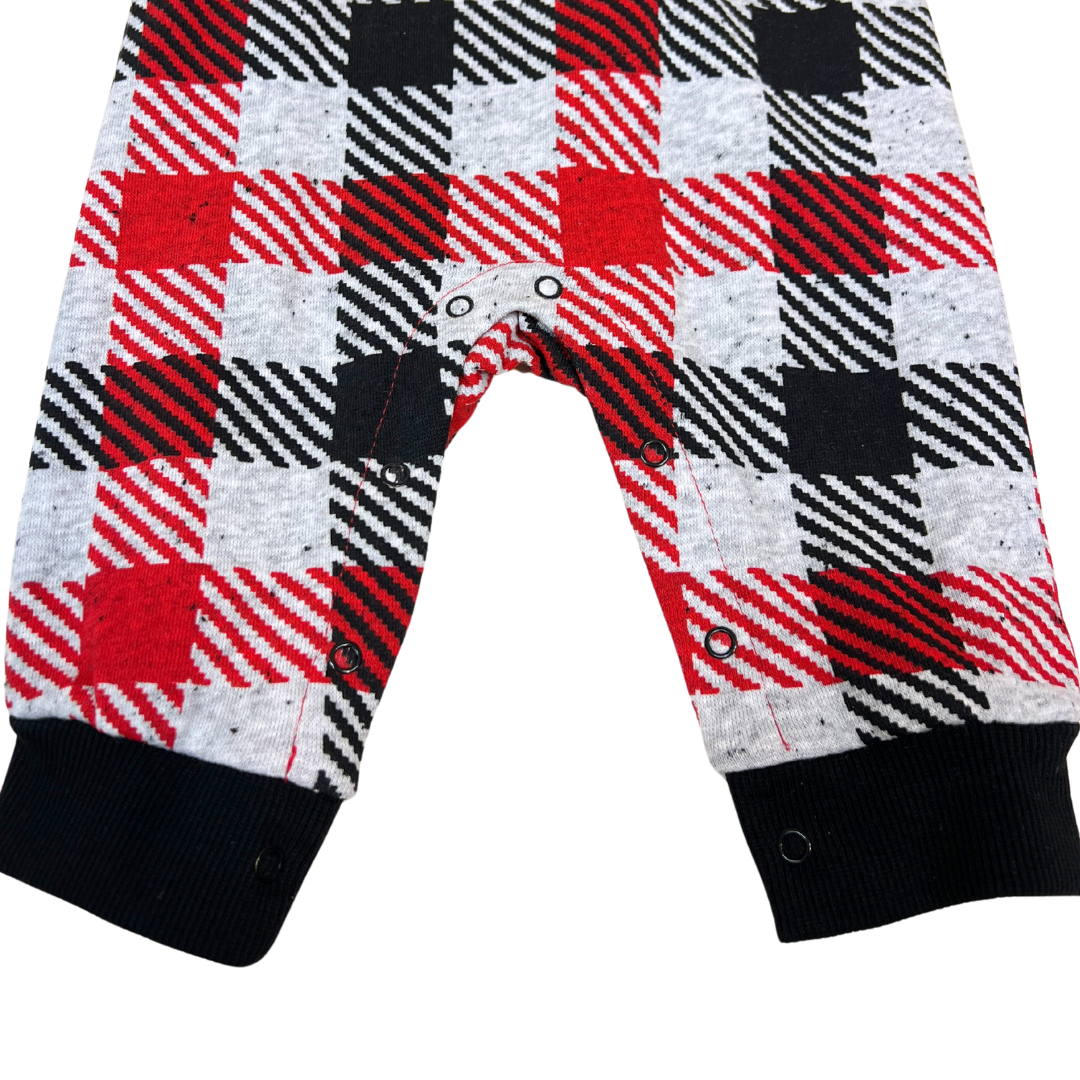 2pc Red Plaid Overall Set