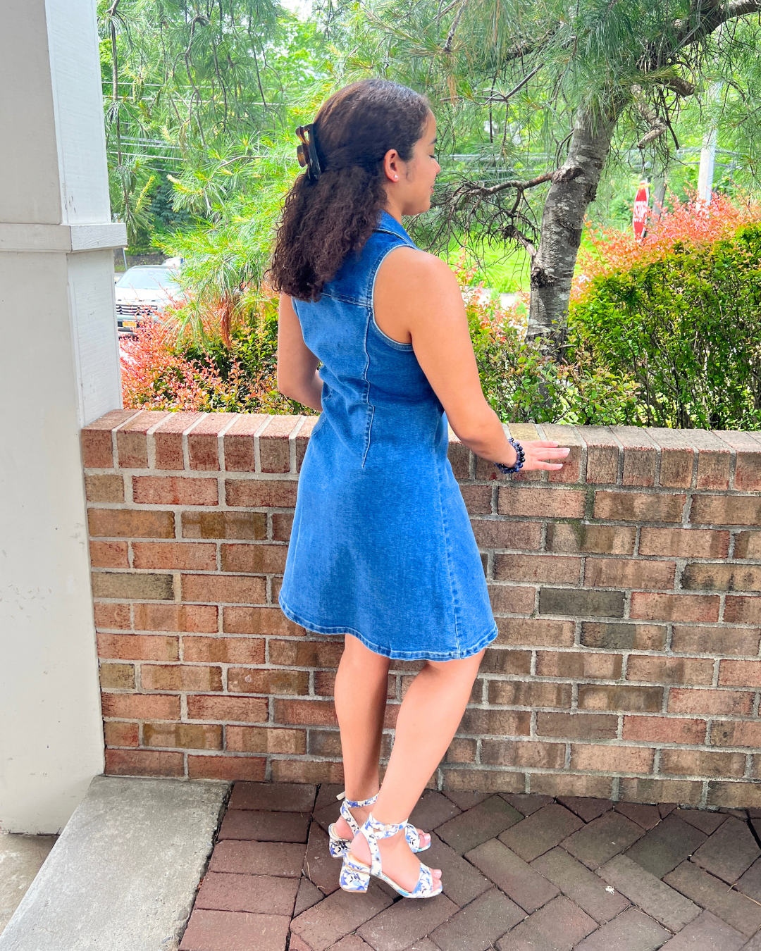 Sleeveless Collared Denim Dress