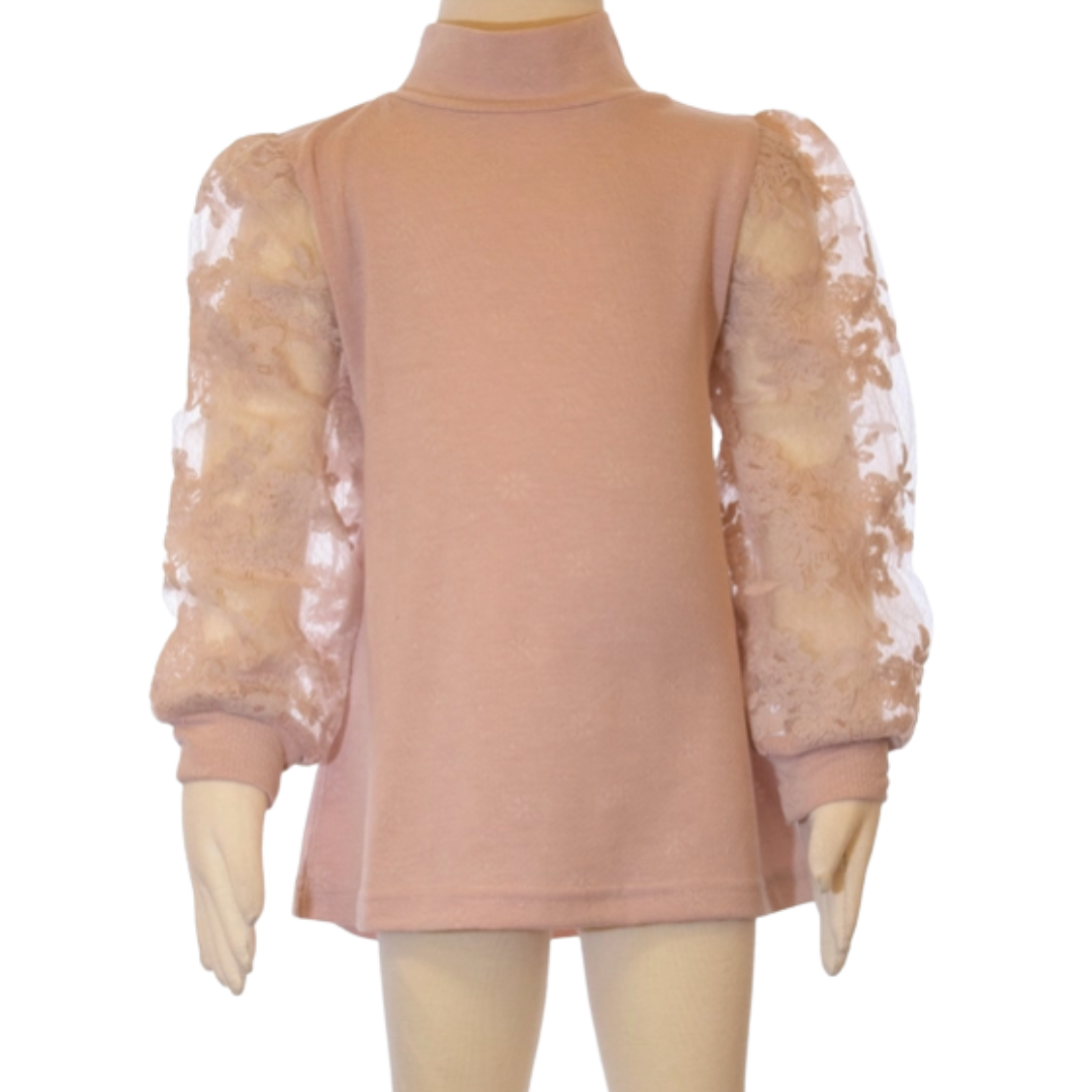 Lace Illusion Sleeve Top Girls, Expressions Boutique, Women and childrens boutique, Woodbury, girls lace sleeve top, boutique girls blouse, illusion sleeve top kids, pastel lace top for girls, boutique girls fashion, dressy girls top, trendy girls boutique shirt, lace detail girls clothing