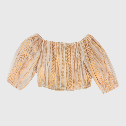 Ivory Gold Embroidered Crop Top