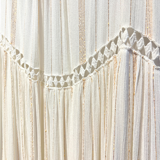 White w Gold thread Maxi Lurex Dress