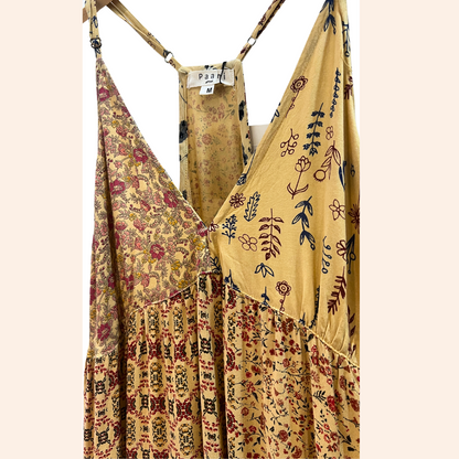 Beige Patchwork Tunic Dress