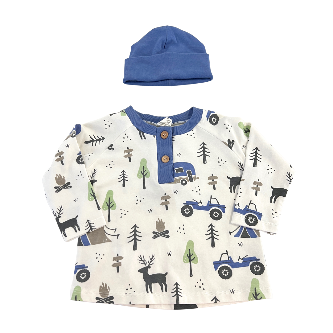 3pc Campfire Henley Shirt, Pants & Hat