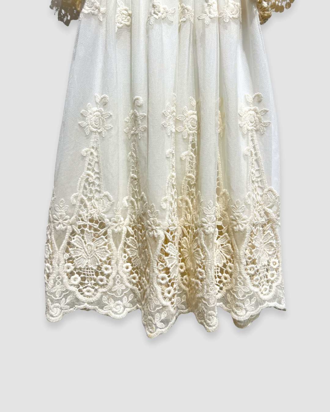 all lace christening dress Expressions Boutique NY, ivory lace baptism gown, embroidered lace baptism dress, baby girl christening outfit Woodbury NY, boutique christening wear Long Island, heirloom lace baptism gown