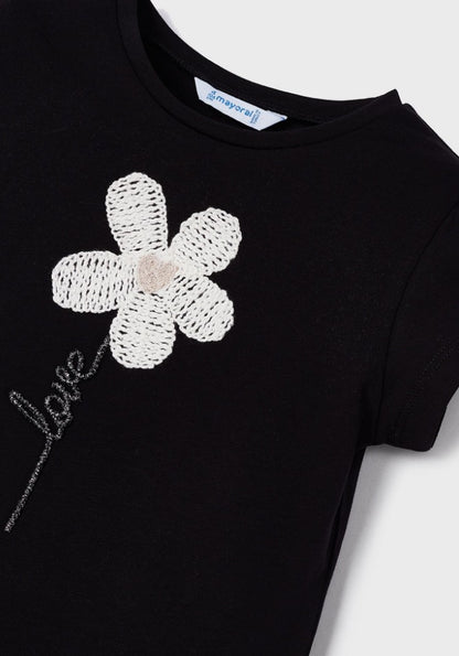 2pc Black Short Sleeve Tee with Tan Shorts
