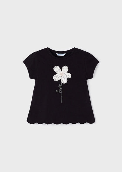 2pc Black Short Sleeve Tee with Tan Shorts