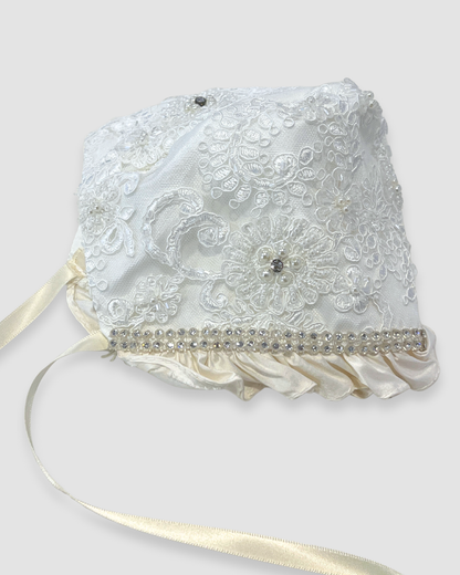 exclusive christening gown Expressions Boutique NY, rhinestone and pearl baptism dress, all lace baptism gown Woodbury NY, baby girl christening outfit Long Island boutique, heirloom christening gown, boutique baptism wear