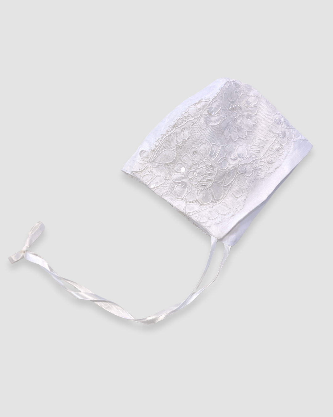 silk christening gown Expressions Boutique NY, lace and beaded baptism dress, pearl and sequin christening outfit, baby girl silk baptism gown Woodbury NY, boutique christening wear Long Island, heirloom silk lace gown