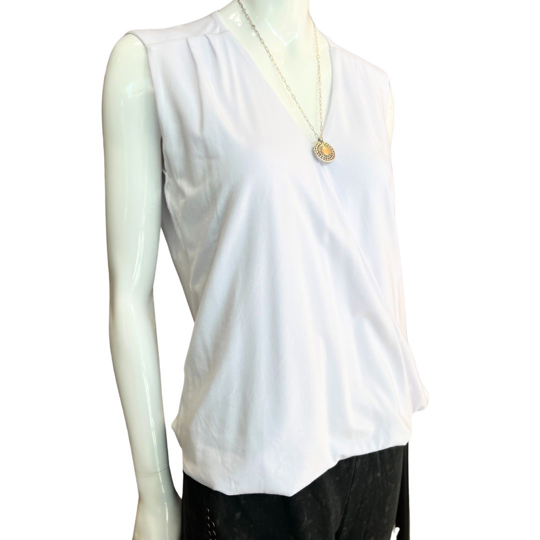 Sleeveless V Neck Surplice Top