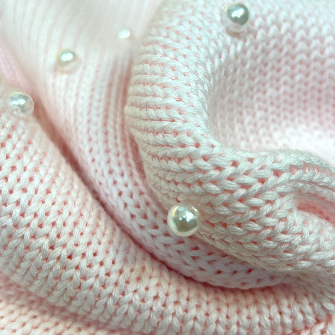 Pink Cotton Blanket w White Pearls