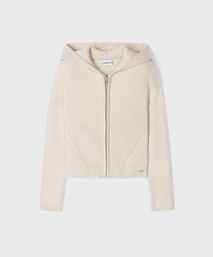 Oatmeal Knit Zip Up w Hood