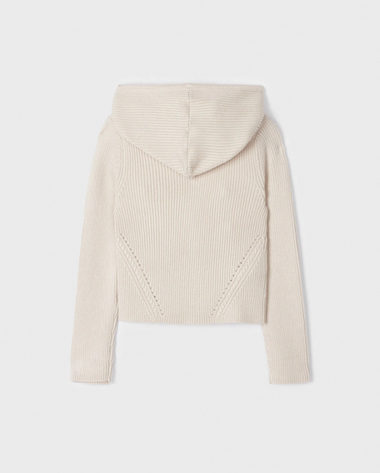 Oatmeal Knit Zip Up w Hood