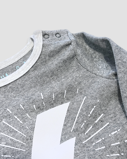 boutique baby boy outfit Expressions Boutique NY, grey lightning bolt two-piece set, ribbed cotton toddler outfit, cozy lounge set for kids, unisex baby clothes neutral grey soft cotton