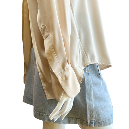 Champagne Satin Shirt Button up