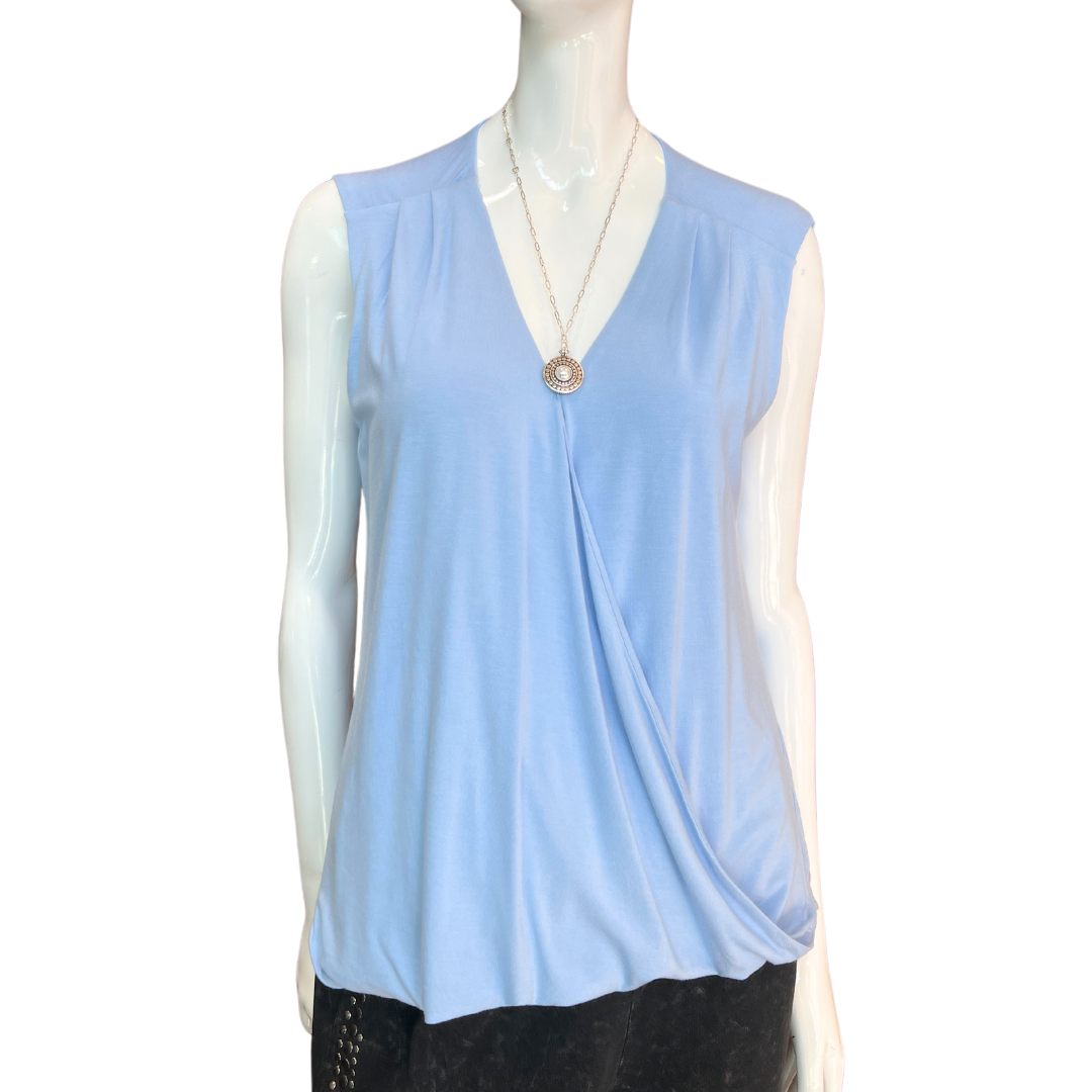 Sleeveless V Neck Surplice Top