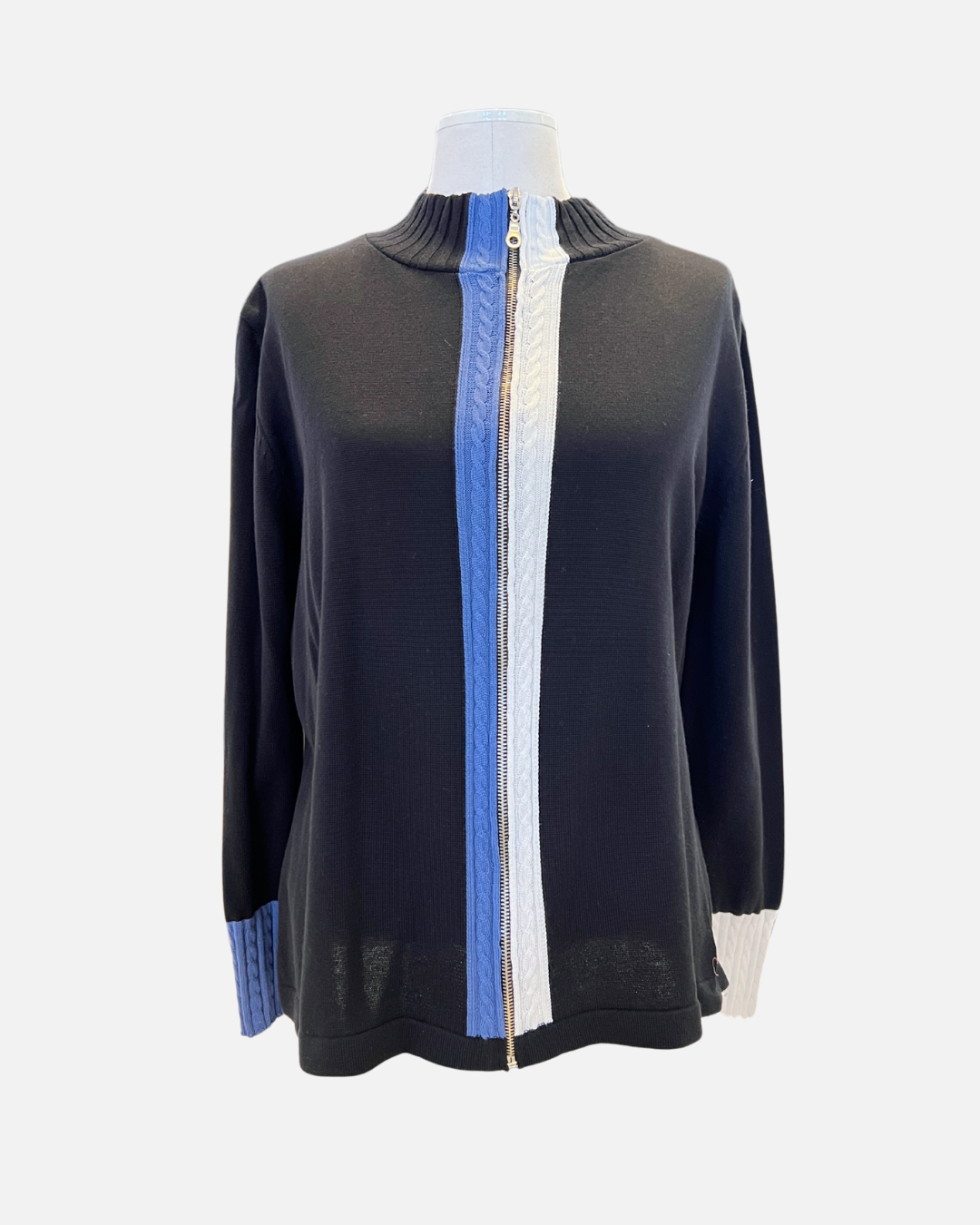 Black Denim Braided Sweater