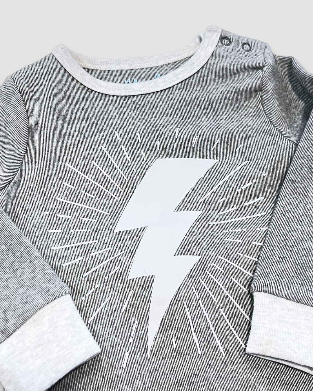 boutique baby boy outfit Expressions Boutique NY, grey lightning bolt two-piece set, ribbed cotton toddler outfit, cozy lounge set for kids, unisex baby clothes neutral grey soft cotton