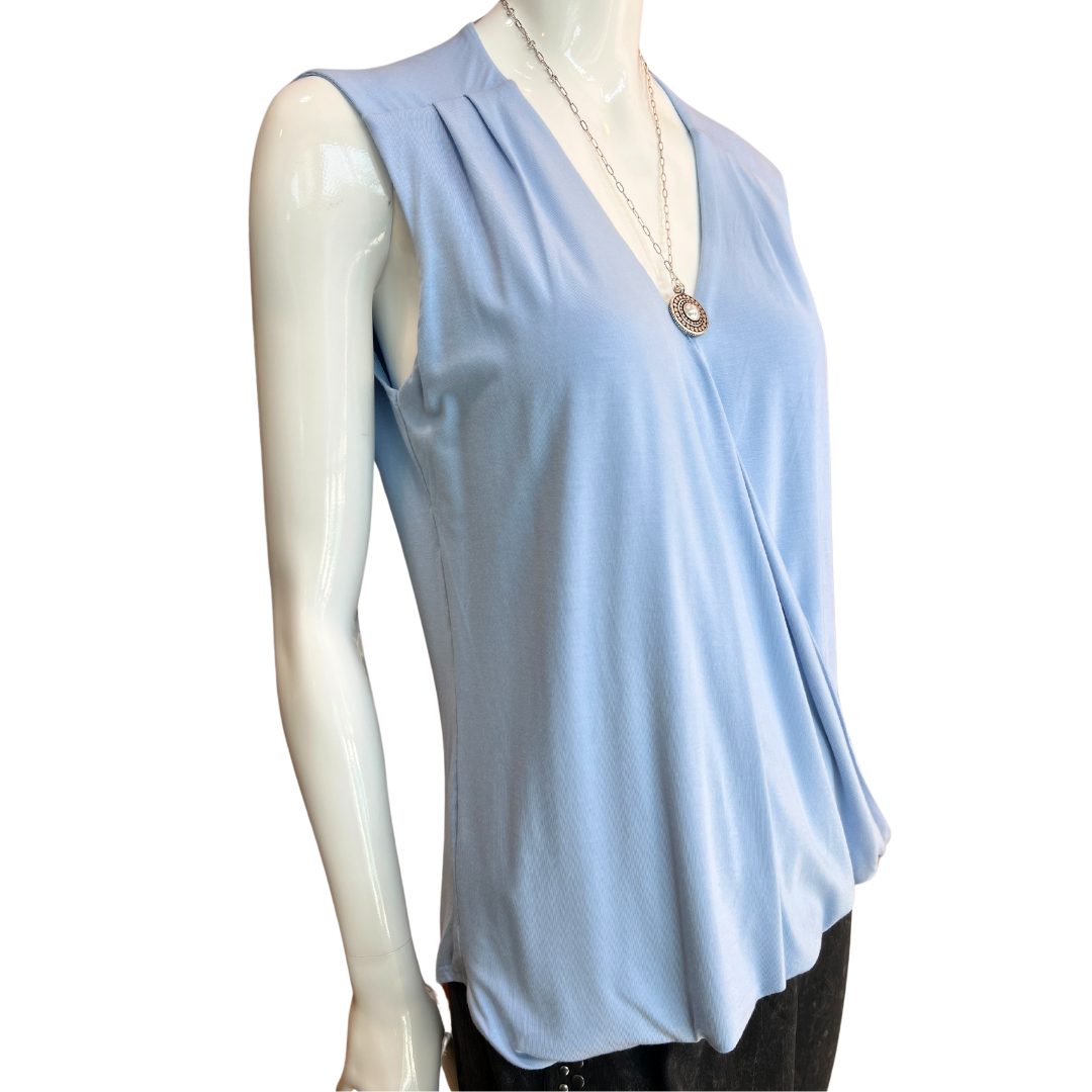 Sleeveless V Neck Surplice Top