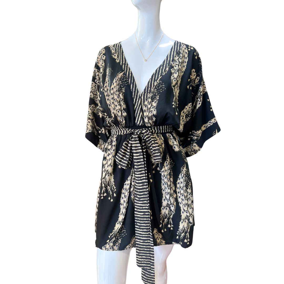 Kealani Black V-Neck Empire Dress