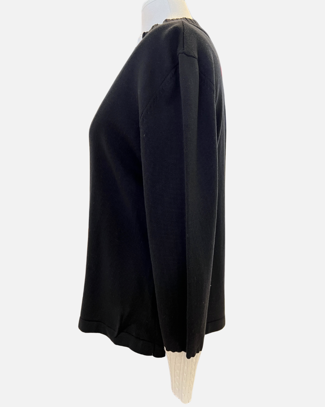 Black Denim Braided Sweater