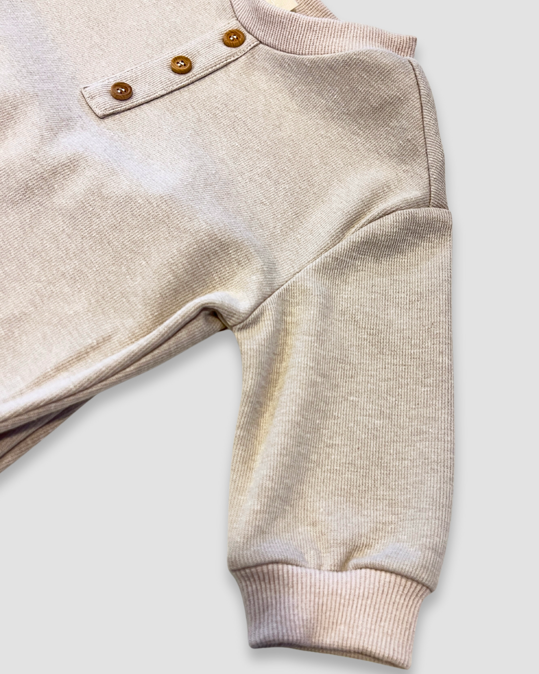 boutique baby boy pant set Expressions Boutique NY, beige neutral toddler lounge outfit, ribbed cotton kids co-ord set, minimal unisex baby clothing soft cotton, fall toddler matching set comfy knit