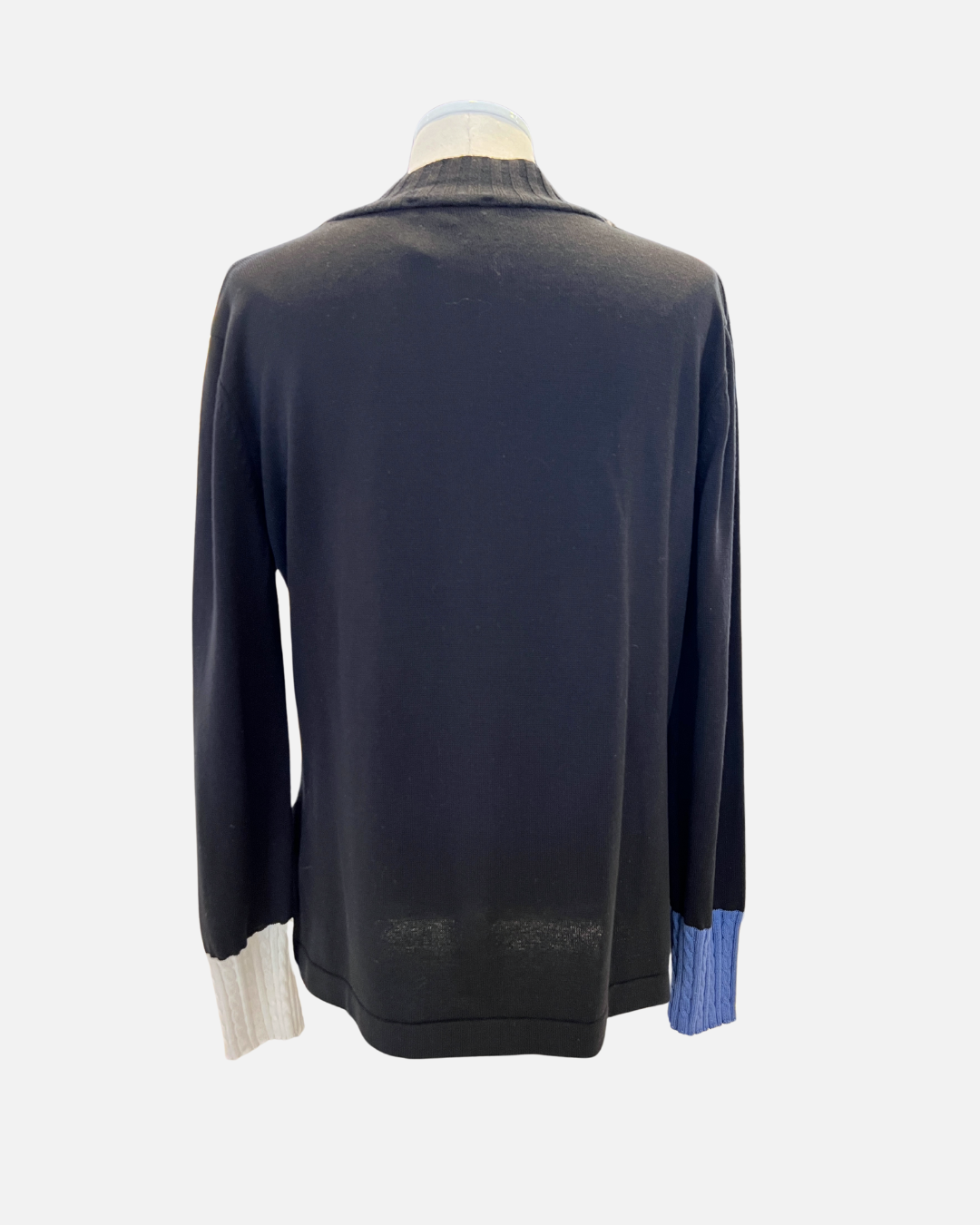 Black Denim Braided Sweater