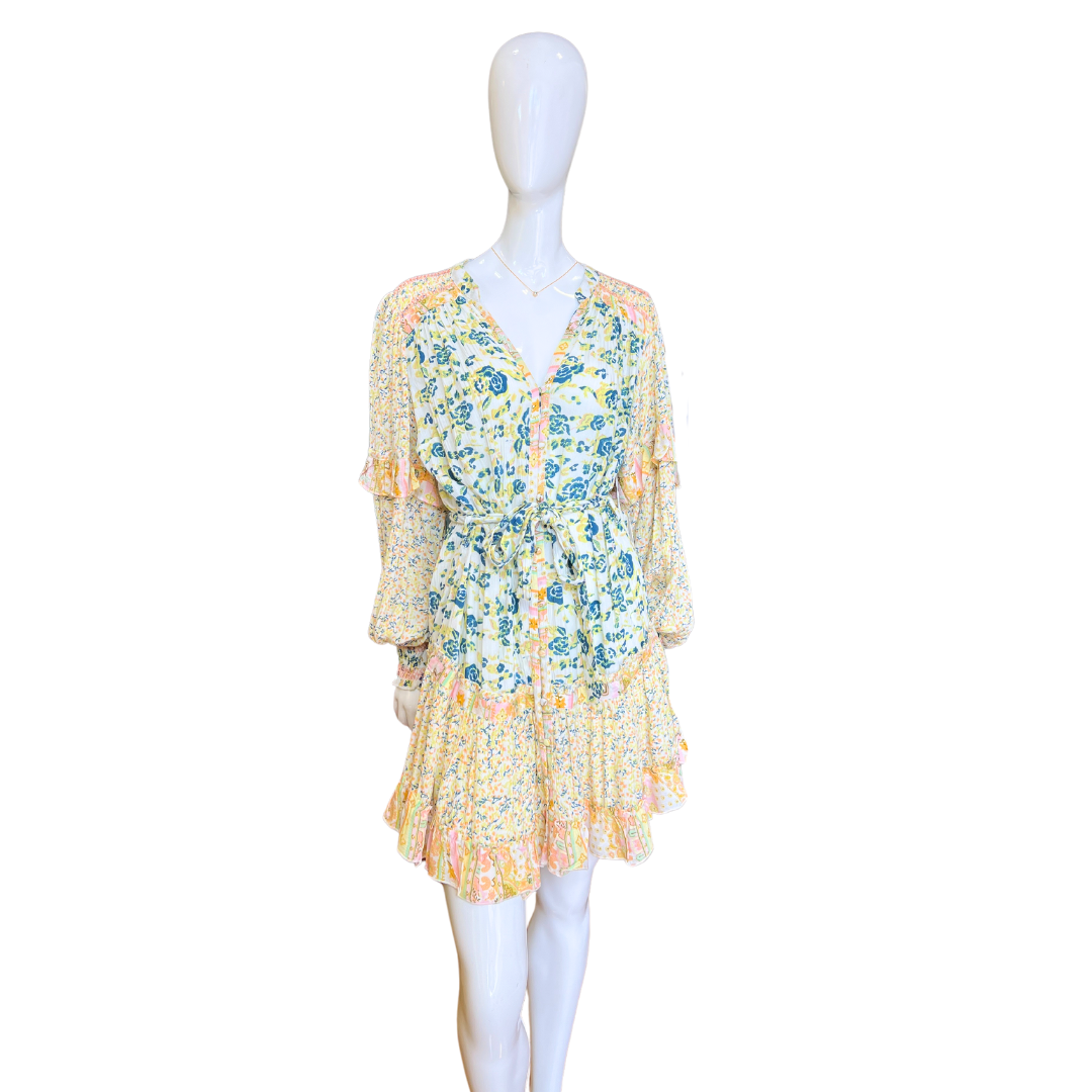 Multi Print Ruffle LS Dress