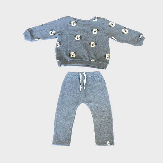 2pc Charcoal Grey w Puppy Sweatshirt & Pants