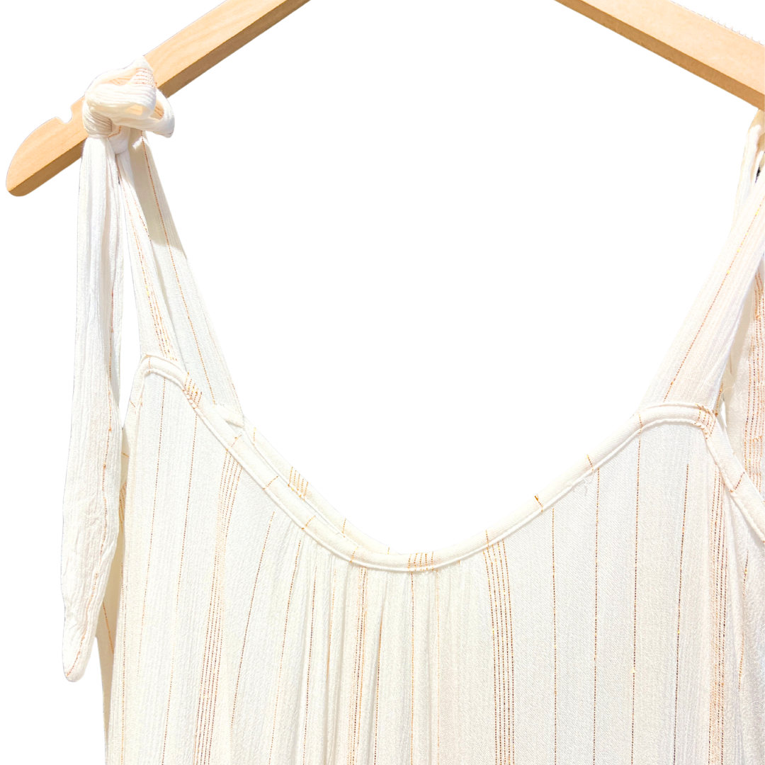White w Gold thread Maxi Lurex Dress