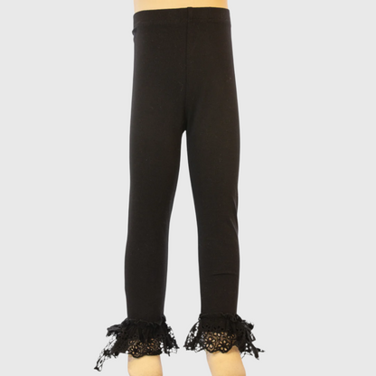 Black Leggings w Lace Hem
