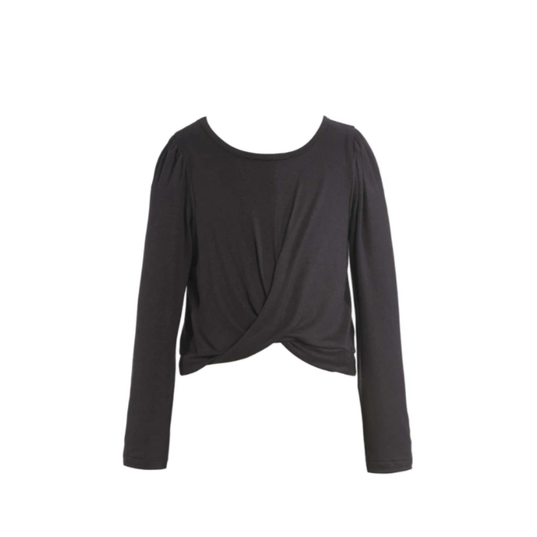 Black LS Twist Front Top