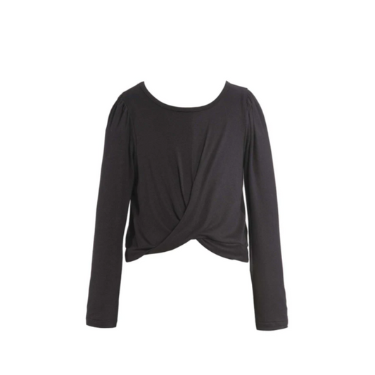 Black LS Twist Front Top